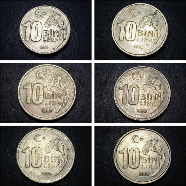Escoines 39963689923c70bbe1 1995 1996 1997 1998 1999 2000 10bin lira para - Image 1