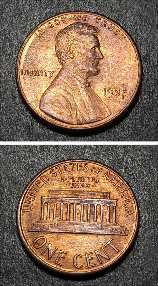 Escoines 39963689929102dd13 1Cent 1987 ÇT+ Bakır kaplama çinko para - Image 1