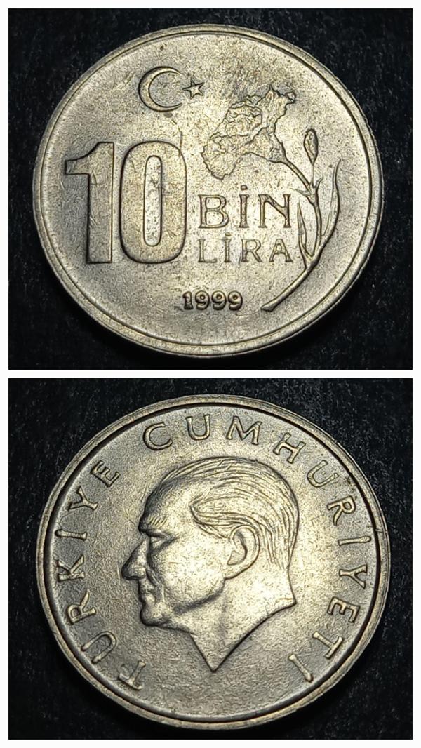 Escoines 399636899226499e03 1999 10.000 Lira ççt+ %69,5 Bakır para - Image 1