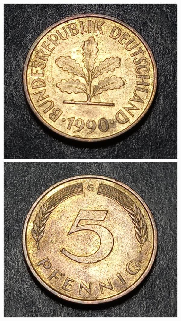 Escoines 399636899193beb6f0 1990 G 5 pfenning ççt+ para - Image 1