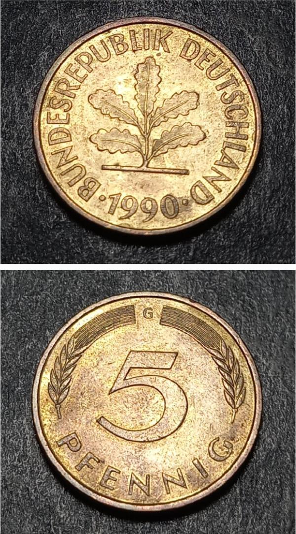 Escoines 399636899193beb6f0 1990 G 5 pfenning ççt+ para - Image 1
