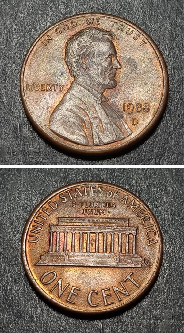 Escoines 3996368992952ab443 1 Cent 1988 D ÇT Bakır kaplama çinko para - Image 1