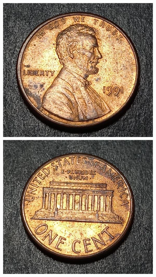 Escoines 39963689929da89f41 1Cent 1991 çt Bakır kaplama çinko para - Image 1