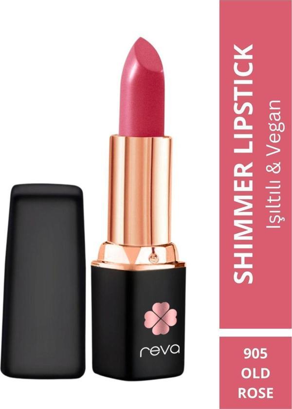 Reva Shimmer Lipstick Old Rose - Işıltı Ruj - 4 Gr - No: 905 - Vegan & Temiz Içerik Eski Gül - Image 1