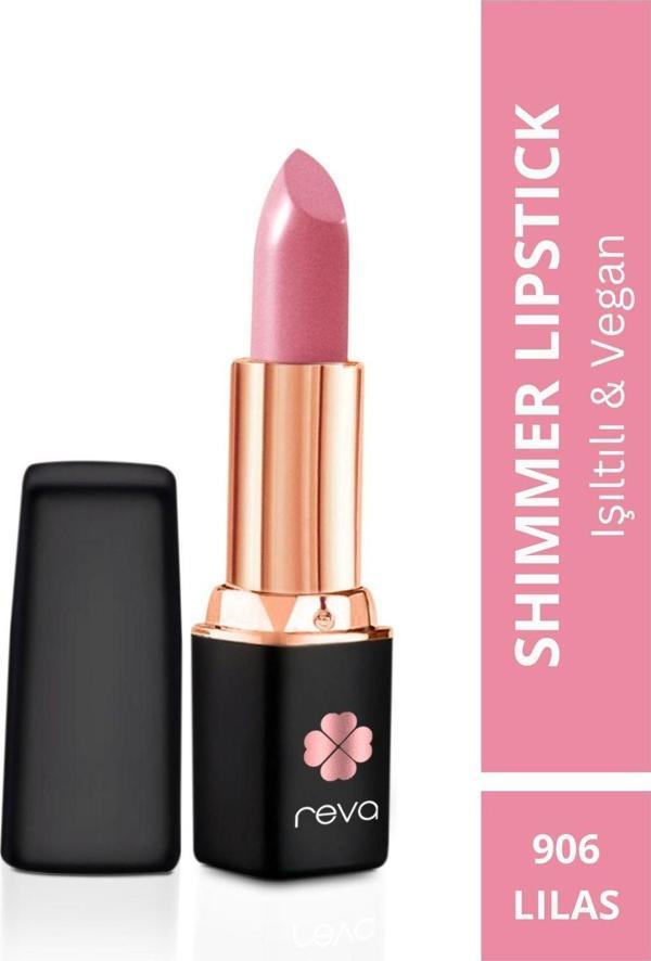 Reva Shimmer Lipstick Lilas - Işıltı Ruj - No: 906 - Vegan Temiz Içerik Lila - Image 1