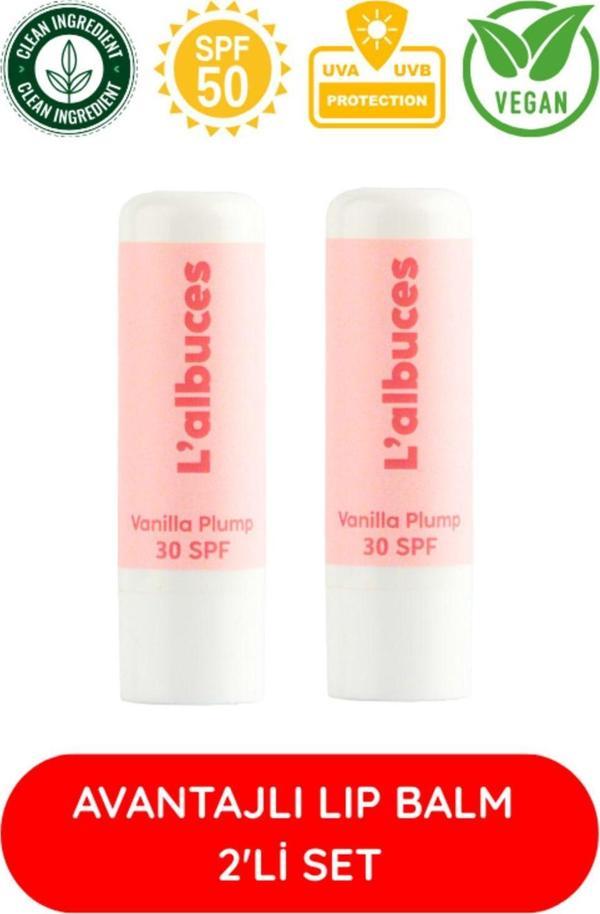 L'Albuces Vanilla 30 Spf Plump Lip Balm İkili Set-Dolgunlaştırıcı Dudak Nemlendiricisi  - Image 1