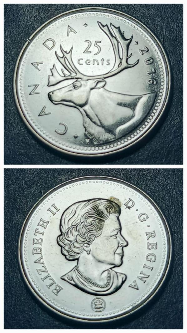 Escoines 39963689915d674cf8 Kanada 25 Cent 2016 ÇİL Nikel kaplama çelik Para - Image 1