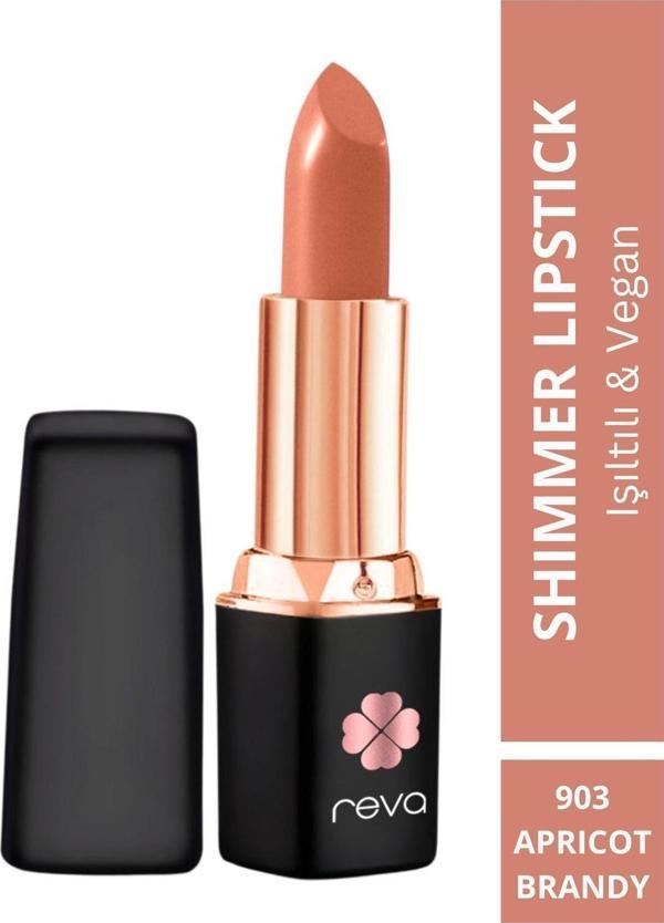 Reva Shimmer Lipstick Apricot Brandy - Işıltı Ruj - 4 Gr - No: 903 - Vegan & Temiz Içerik Kayısı Brendi - Image 1