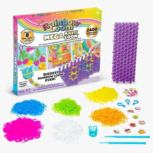 Rainbow Loom Mega Mighty Set 2400 Bant, 8 Charm, Mega Tezgah, Bileklik Yapım Kiti - Image 1