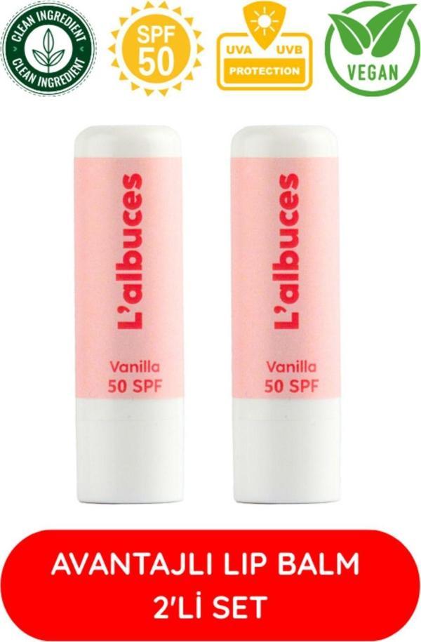 L'Albuces Vanilla 50 Spf Lip Balm İkili Set -Dudak Nemlendiricisi  - Image 1