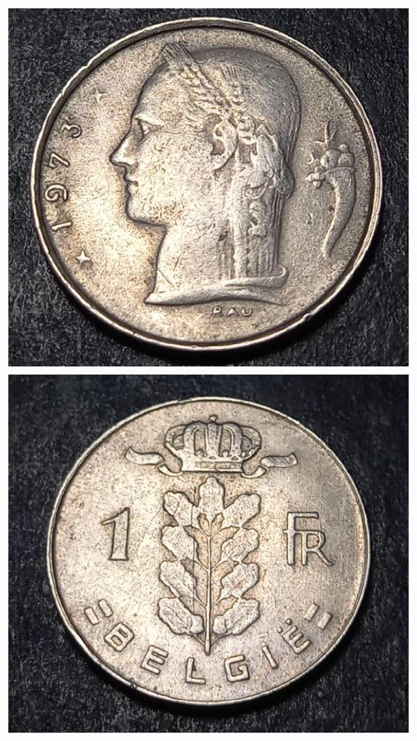 Escoines 39963689910ee2f404 Belçika 1 Frank 1973 BELGIQUE çt Bakır-nikel alaşımı para - Image 1