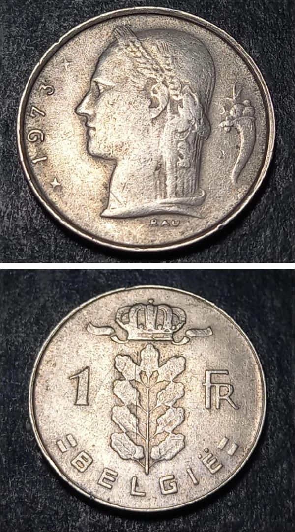 Escoines 39963689910ee2f404 Belçika 1 Frank 1973 BELGIQUE çt Bakır-nikel alaşımı para - Image 1