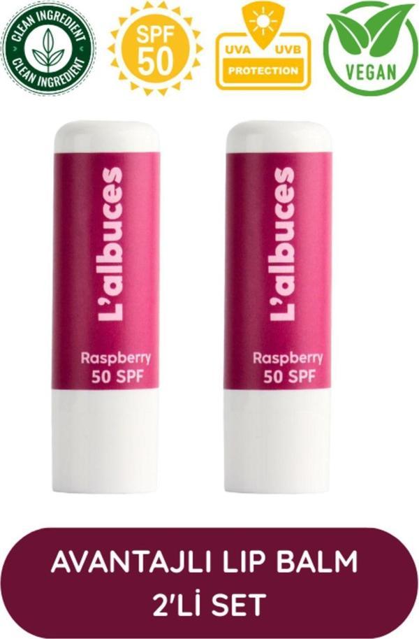 L'Albuces Raspberry 50 Spf Lip Balm İkili Set-Dudak Nemlendiricisi  - Image 1