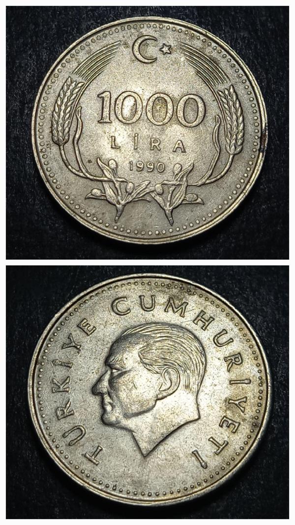 Escoines 399636899182e942bf 1990 1000lira ççt+ %69,5 Bakır para - Image 1