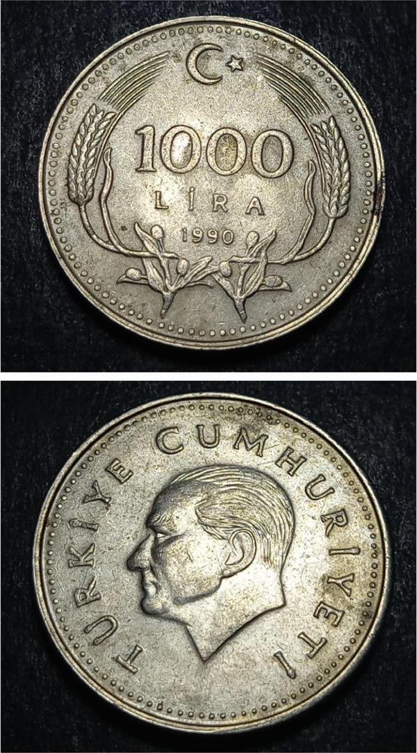 Escoines 399636899182e942bf 1990 1000lira ççt+ %69,5 Bakır para - Image 1