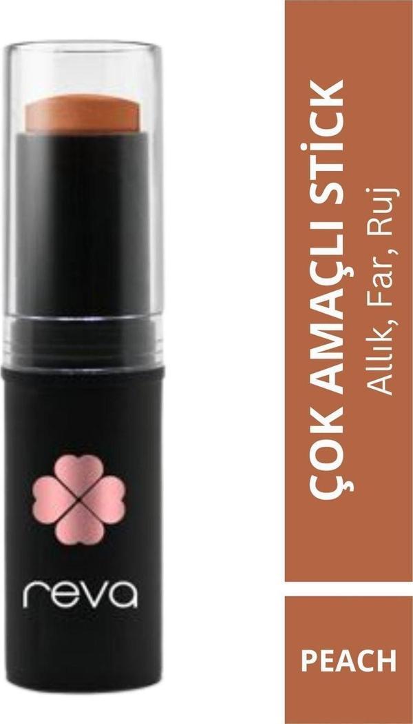 Reva Çok Amaçlı Stick Allık, Far, Dudak Renklendirici Peach/Lip Cheek Eye Tint-Vegan & Temiz Içerik Rv111 Canlı Şeftali - Image 1