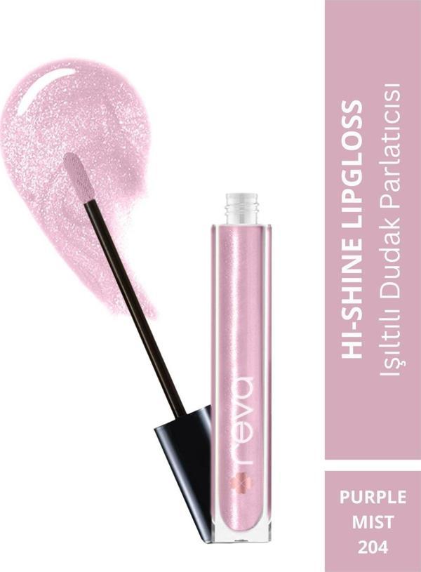Reva Işıltılı Dudak Parlatıcısı - Hi-Shine Lip Gloss Purple Mist - No: 204 - Vegan & Temiz Içerik Yumuşak Pembe - Image 1