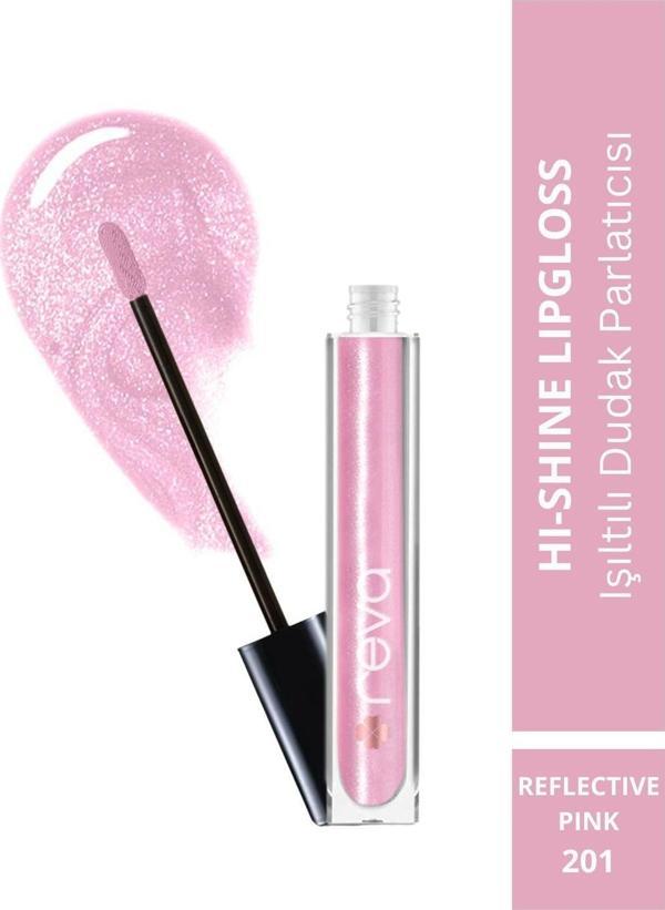 Reva Işıltılı Dudak Parlatıcısı - Hi-Shine Lip Gloss Reflective Pink - No: 201 - Vegan & Temiz Içerik Zarif Pembe - Image 1
