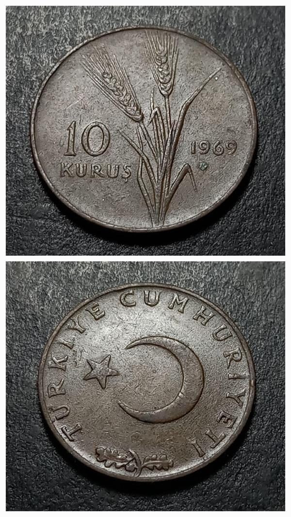 Escoines 399636873457f25c99 10 Kuruş 1969 çt+ Para - Image 1