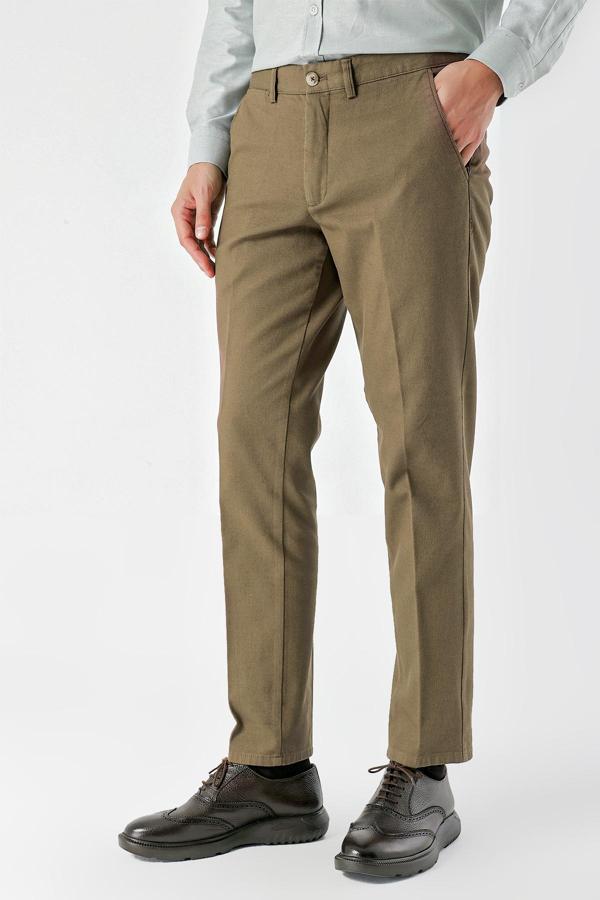  Erkek Vizon Pamuk Yan Cep Dynamic Fit Chino Pantolon - Image 1