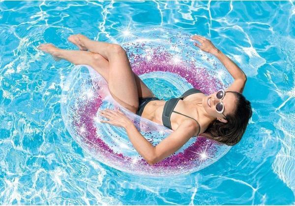 Jumbo Simit Simli - Şişme Simli Simit - Simli Deniz Simidi - Simli Parlak Simit -Simli Simit 119 Cm. - Image 1