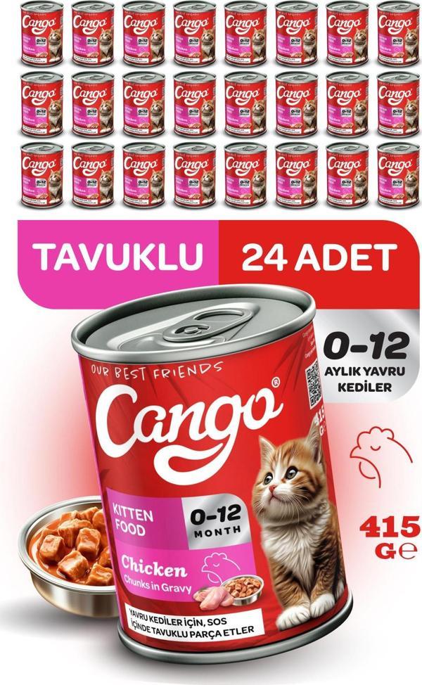 Cango Yavru Yaş Kedi Maması Tavuklu 415Gr 24Lü - Image 1