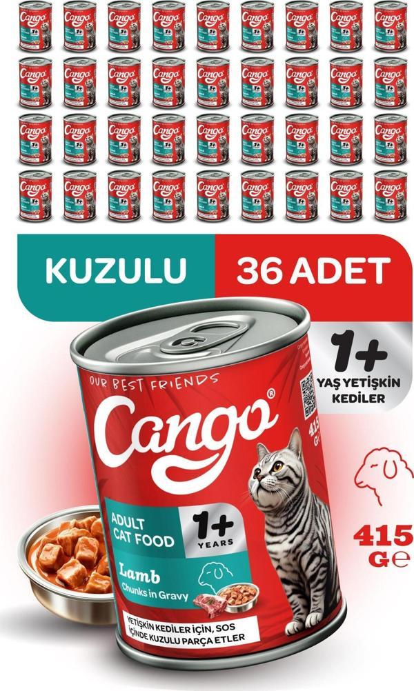 Cango Yetişkin Yaş Kedi Maması Kuzu Etli 415Gr 36Lı - Image 1