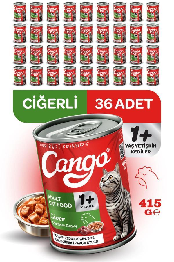 Cango Yetişkin Yaş Kedi Maması Ciğerli 415Gr 36Lı - Image 1