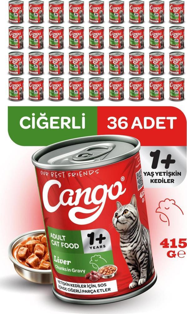 Cango Yetişkin Yaş Kedi Maması Ciğerli 415Gr 36Lı - Image 1