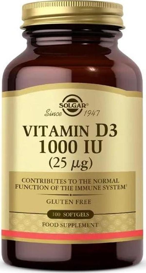 Solgar Vitamin D3 1000 IU 100 Kapsül - Image 1
