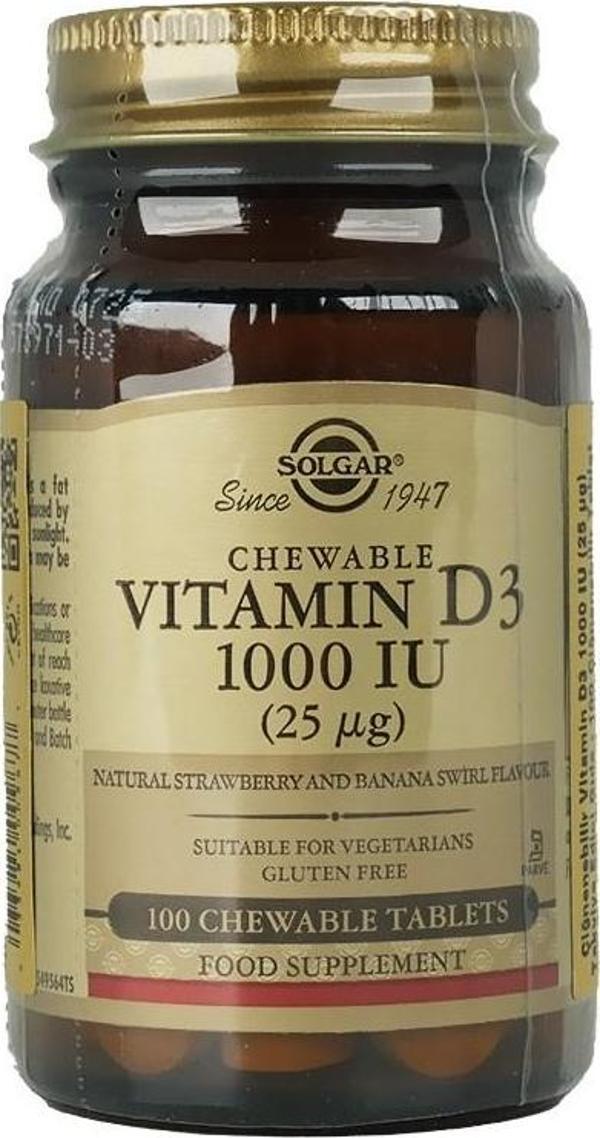 Solgar Vitamin D3 1000 IU 100 Çiğnenebilir Form - Image 1
