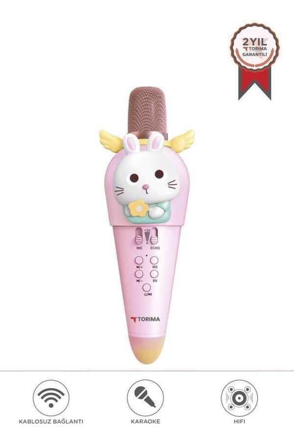 Torima KIDMIC03 Tavşan Figürlü Şarjlı BT Karaoke Mikrofon ve Hoparlör 5W Kablosuz Mikrofon - Image 1