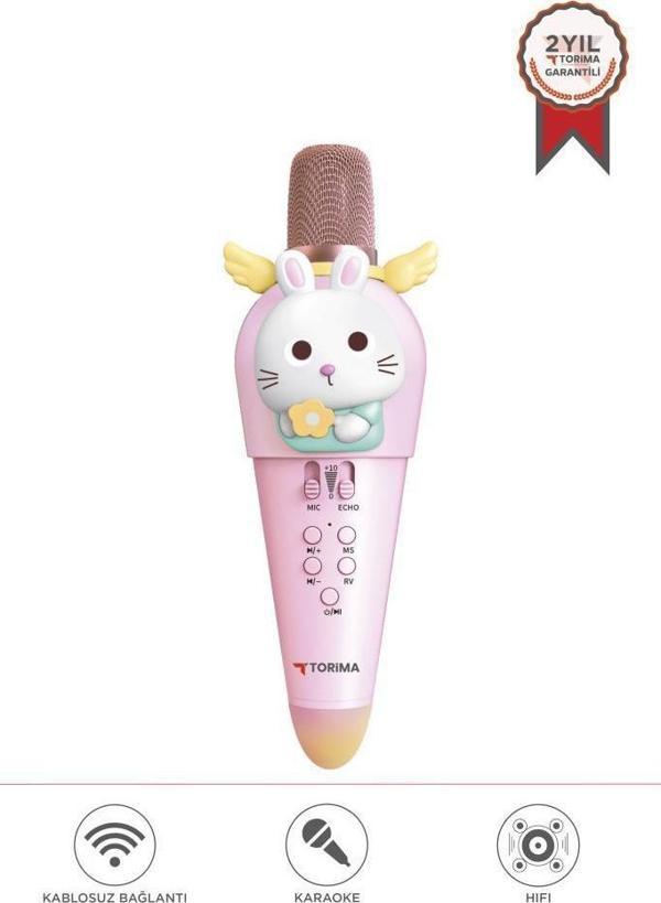 Torima KIDMIC03 Tavşan Figürlü Şarjlı BT Karaoke Mikrofon ve Hoparlör 5W Kablosuz Mikrofon - Image 1