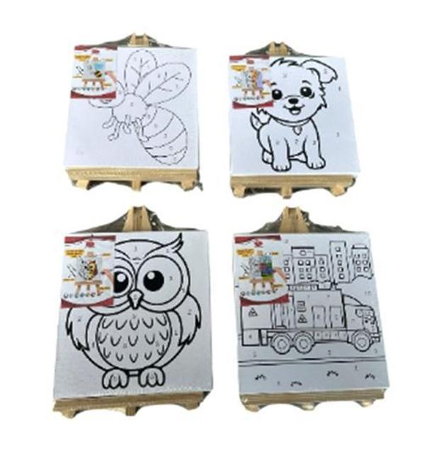Tuval Boyama Şövaleli Set 20X20 - Fırça ve Boya Dahil - Image 1
