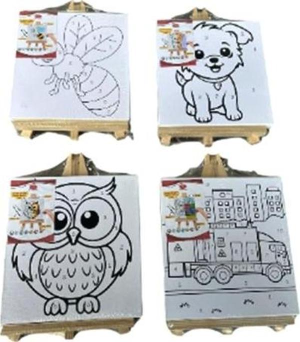 Tuval Boyama Şövaleli Set 20X20 - Fırça ve Boya Dahil - Image 1