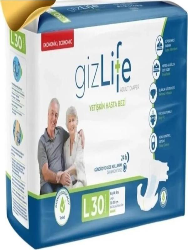 Gizlife Hasta Bezi Yetişkin Bağlamalı L 30 Ad.2373 - Image 1