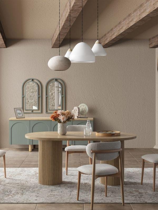 Echo İskandinav Oval Natural Ahşap Bohem Masa 90x160 - Image 1