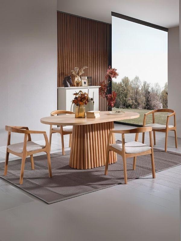 Savana Oval Ahşap Bohem Yemek Masası 90x170 - Image 1