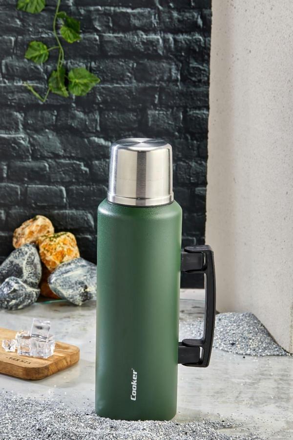 Cooker 1.5 Litre Çift Katlı Çelik Termos-24 Saat Sıcak, 48 Saat Soğuk, Kulplu (Kamp, Piknik, Ofis, Seyahat) - Image 1