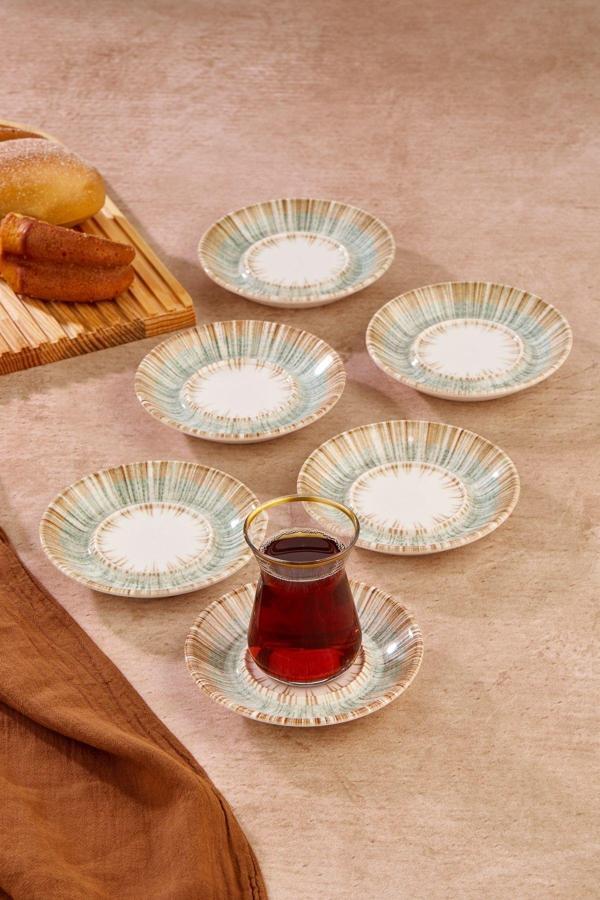 Cooker Özel Seri 12,5 Cm Porselen Alaçatı Desenli 6'Lı Çay Tabağı - Image 1