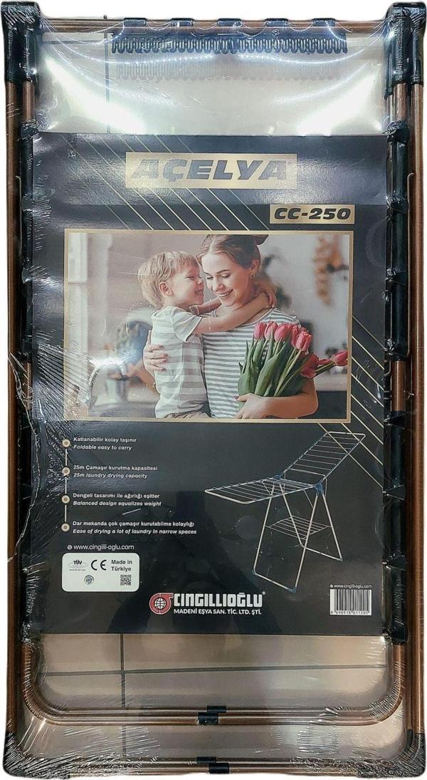 Cıngıllıoğlu New Siyah-Bakır Cc-250 Açelya İnce Telli Çamaşır Kurutma Askısı - Image 1