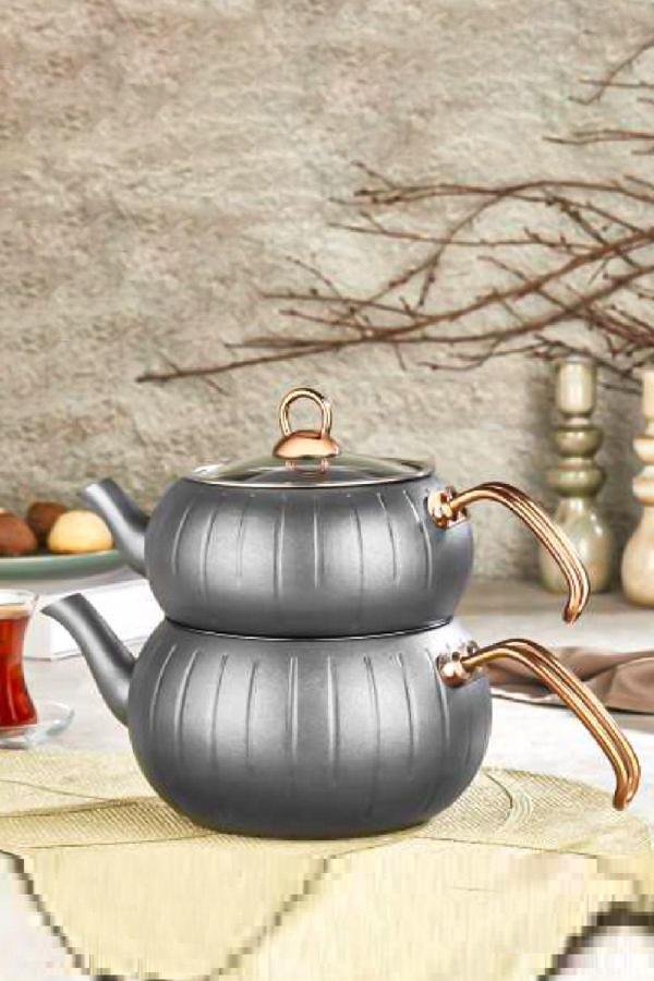 Oms Granit Meridian 4 Parça Basık Küre Çaydanlık Takımı L Boy - Image 1