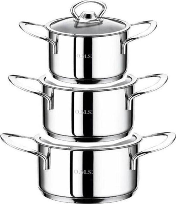 Oms Mini 3Lü Çelik Tencere Takımı 12+14+16 Cm - Image 1