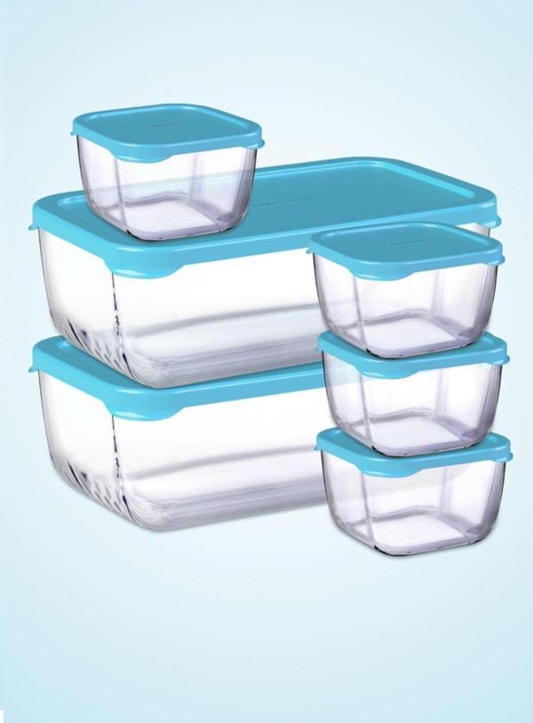 Paşabahçe Mavi 6 Parça Snowbox Saklama Kabı Takımı 2 Büyük + 4 Küçük Pb2X53743M-4X53223M - Image 1