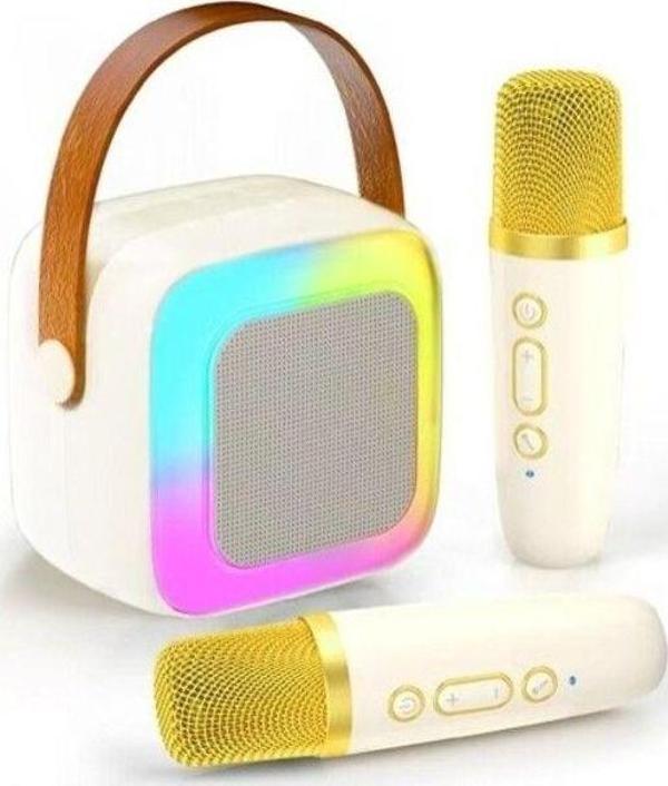 Wowkids Sy13 İki Mikrofonlu Beyaz Karaoke Speaker - Image 1