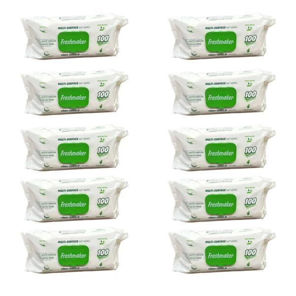 Freshmaker Karbonat ve Beyaz Sirke Katkılı Yüzey Temizlik Islak Havlusu - 100'lü 10 Paket - Image 1