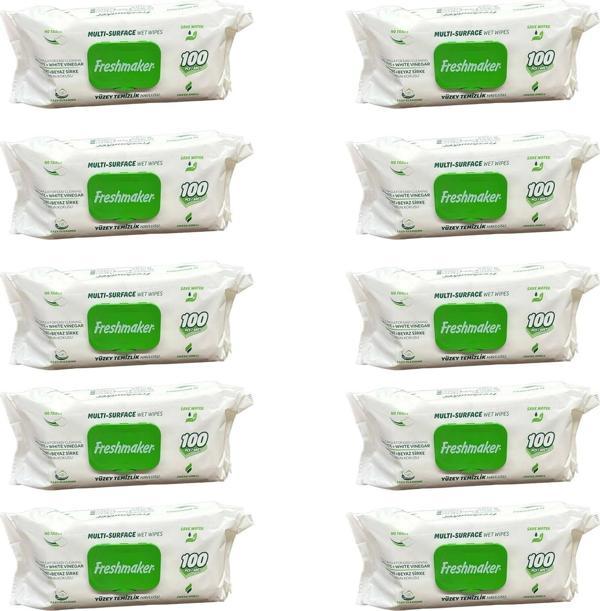 Freshmaker Karbonat ve Beyaz Sirke Katkılı Yüzey Temizlik Islak Havlusu - 100'lü 10 Paket - Image 1