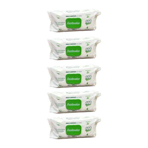 Freshmaker Karbonat ve Beyaz Sirke Katkılı Yüzey Temizlik Islak Havlusu - 100'lü 5 Paket - Image 1