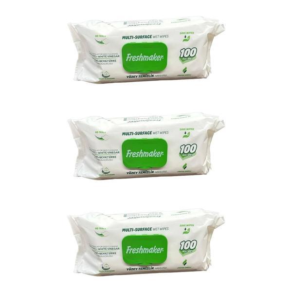 Freshmaker Karbonat ve Beyaz Sirke Katkılı Yüzey Temizlik Islak Havlusu - 100'lü 3 Paket - Image 1