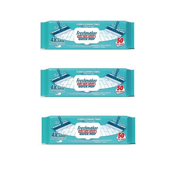 Freshmaker Karbonat ve Beyaz Sirke Katkılı Yüzey Yer Temizlik Mandallı Mop Havlusu - 50'li 3 Paket - Image 1